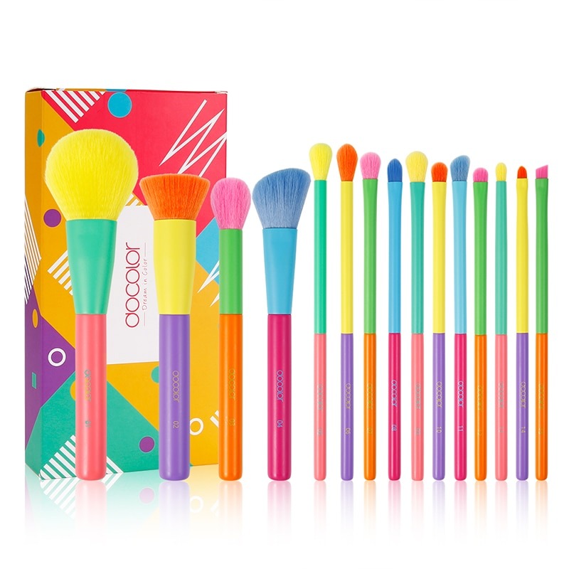 15pcs Colorful Makeup Brushes - Glow Formula