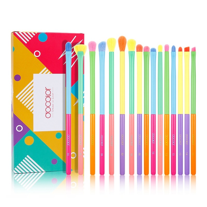 15pcs Colorful Makeup Brushes - Glow Formula