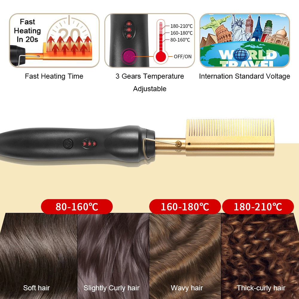 3 In 1 Electric Hot Comb - Glow Formula