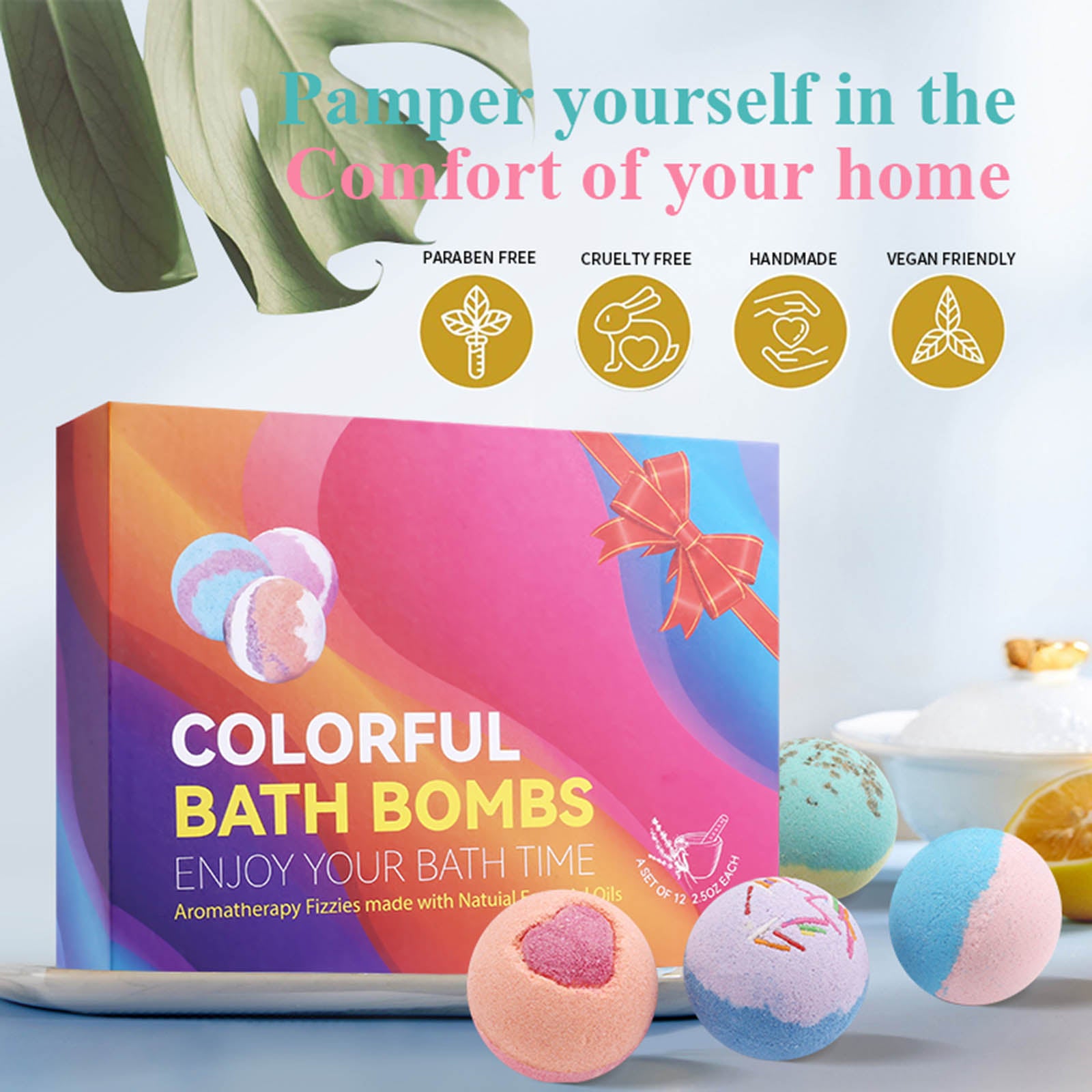 12 Pcs Bath Bomb Gift Set - Glow Formula