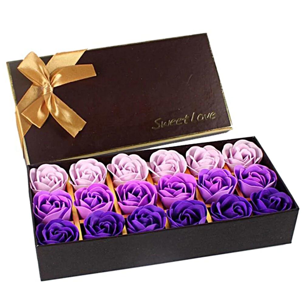 18 PCs Floral Scented Bath Soap Rose Petals Glow Formula