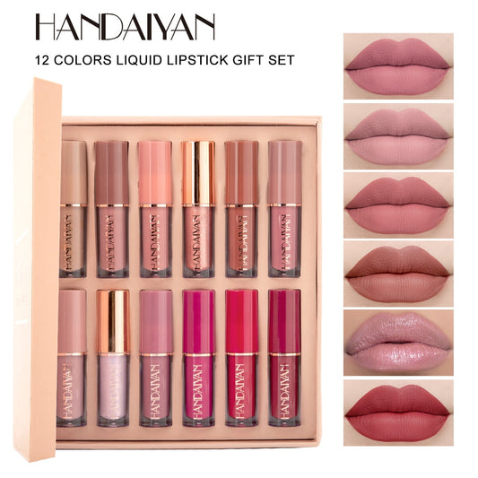 12Pcs Velvet Matte Lip Gloss