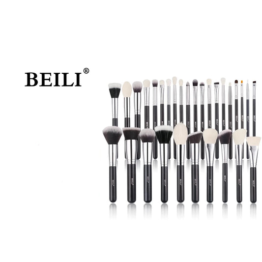 Black Beauty Brush Set: Professional Natural Goat Hair Makeup Brushes