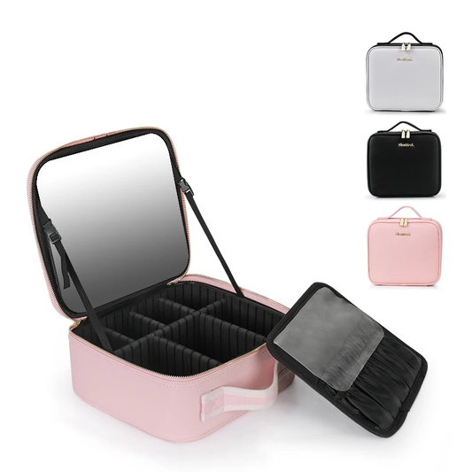 Illuminate Your Beauty: LED Lighted Waterproof PU Leather Cosmetic Travel Case