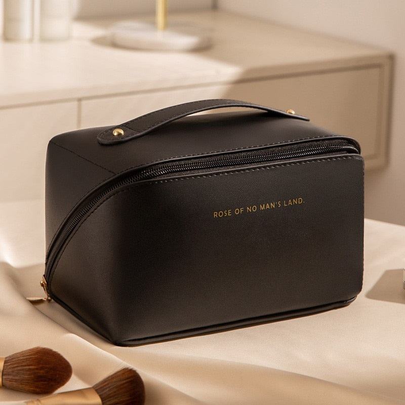 Versatile and Waterproof Leather Travel Makeup Bag