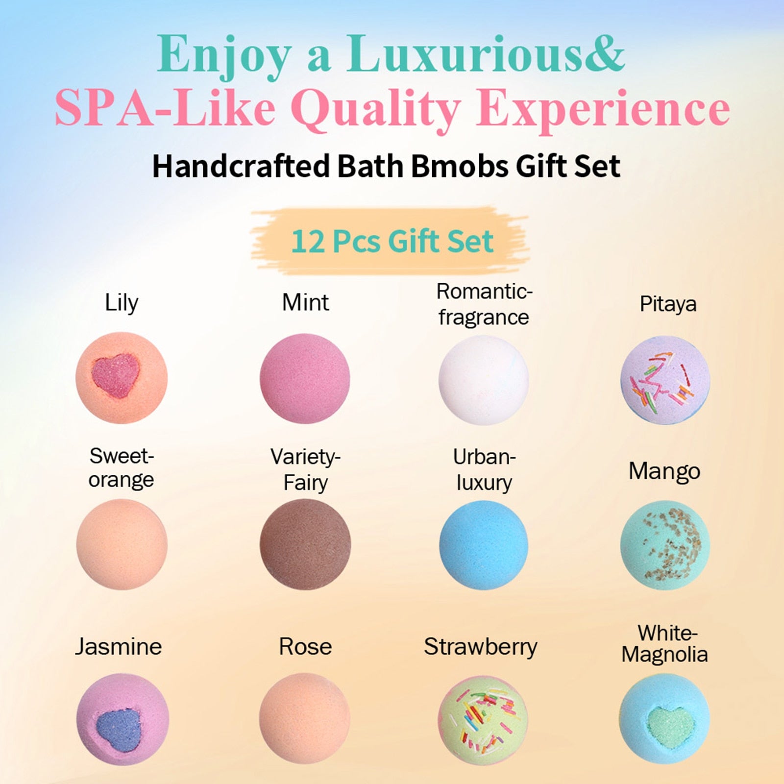 12 Pcs Bath Bomb Gift Set - Glow Formula